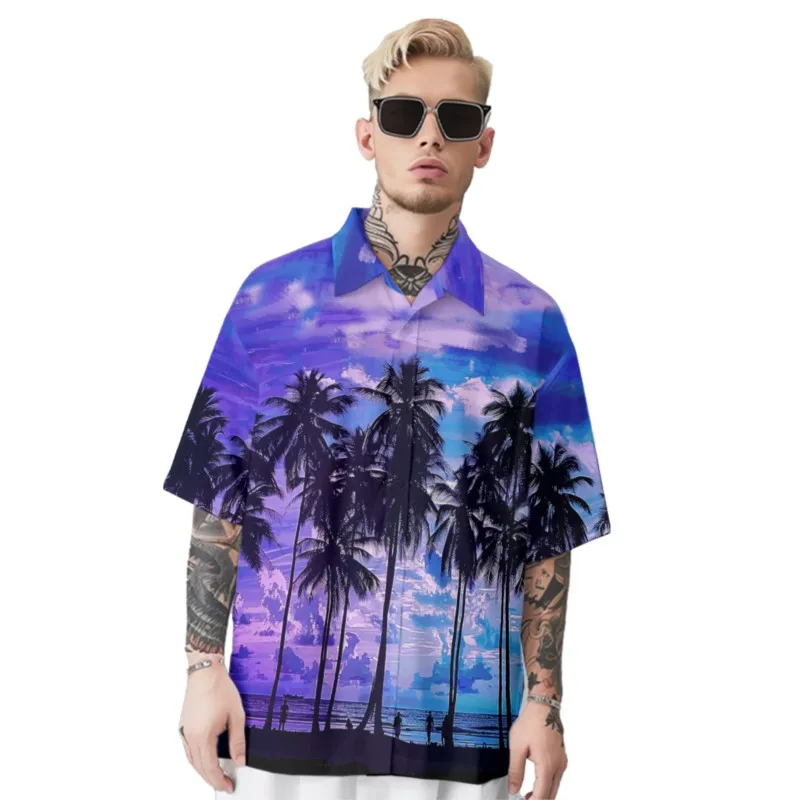 Coconut Sihouette Print Shirt Men's Purple Hawaiian Beach Chest Pocket Shirt Casual Short Sleeve Daily Smart Business Shirt
Coconut Sihouette Print Shirt Men's Purple Hawaiian Beach Chest Pocket Shirt Casual Short Sleeve Daily Smart Business Shirt