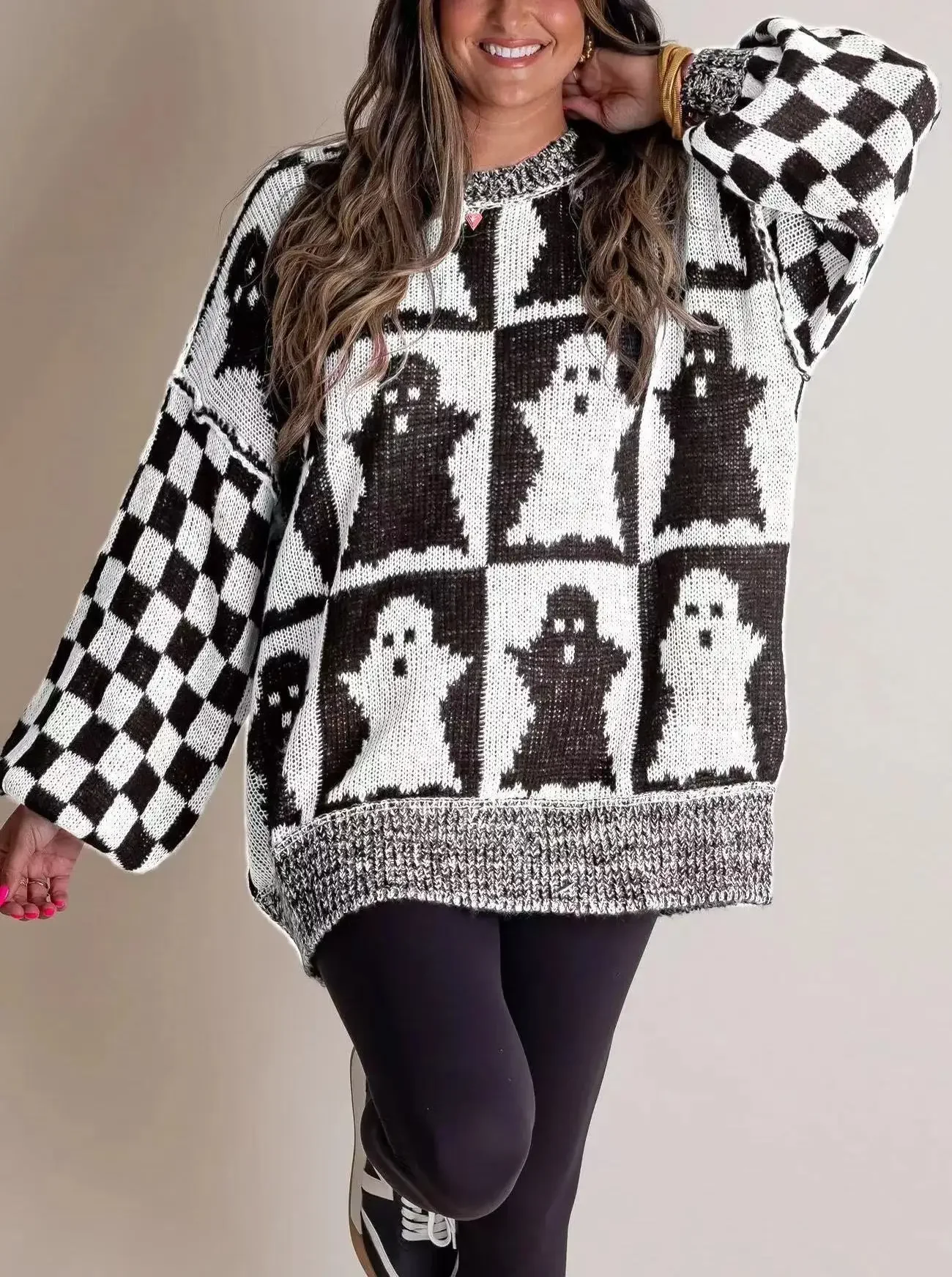Halloween Knit Sweater Ghost 2024 Hot Sale Checked Loose Autumn/Winter Europe And America Newwomen'S Clothing Pullover O-Neck
Halloween Knit Sweater Ghost 2024 Hot Sale Checked Loose Autumn/Winter Europe And America Newwomen'S Clothing Pullover O-Neck