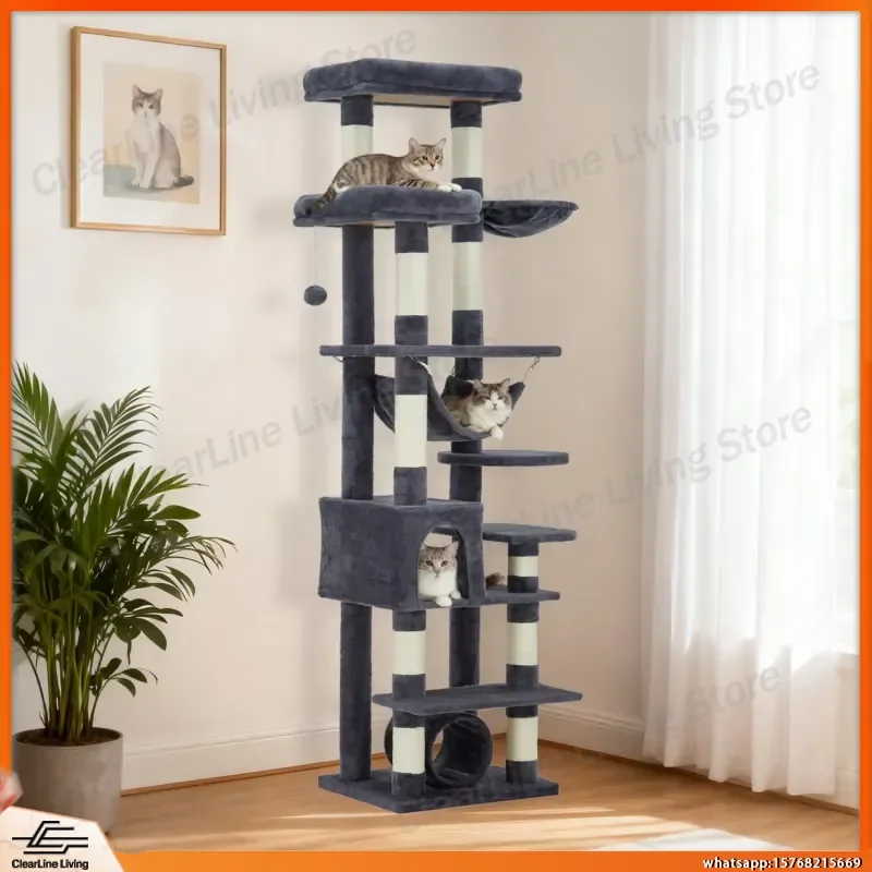 Multi-Level Cat Tree Tower Heavy Duty Condo with Scratching Posts Hammock Perch Toy Balls Indoor Cat Furniture for Large Cats
Multi-Level Cat Tree Tower Heavy Duty Condo with Scratching Posts Hammock Perch Toy Balls Indoor Cat Furniture for Large Cats