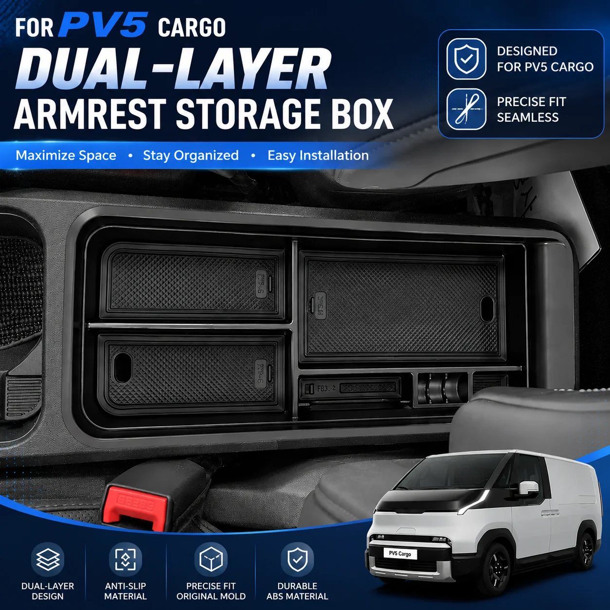 For PV5 Cargo Models for Kia Car Central Armrest Storage Box Center Console Organizer Storage Box Container Holder Tray
For PV5 Cargo Models for Kia Car Central Armrest Storage Box Center Console Organizer Storage Box Container Holder Tray