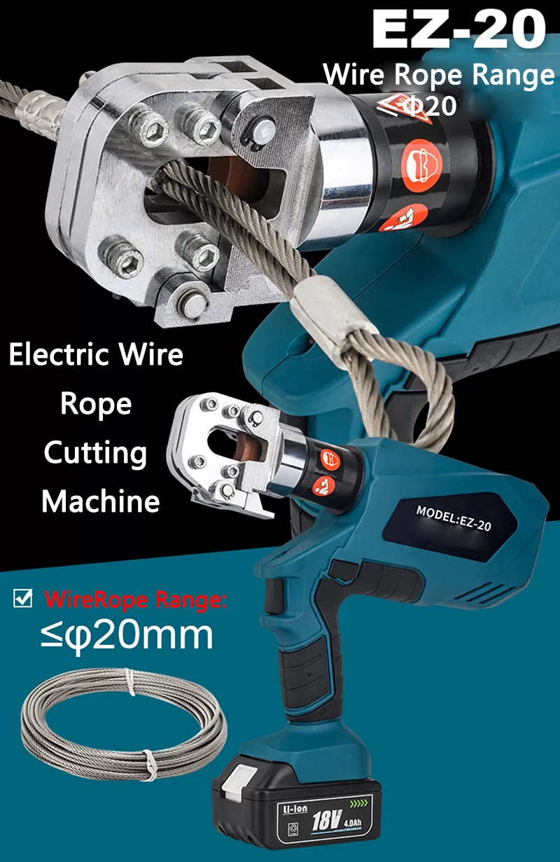 Electric Wire Rope Cutting Machine EZ-20 Portable Rechargeable WireRope Cutter Hydraulic Steel Wire Cutter Digital Display
Electric Wire Rope Cutting Machine EZ-20 Portable Rechargeable WireRope Cutter Hydraulic Steel Wire Cutter Digital Display
