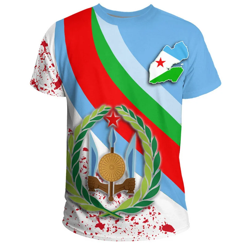 3D Print The RepublicOf Djibouti Flag Map T Shirt Djibouti Coat Of Arms Graphic T-shirts Vintage Short Sleeves Mens Clothing Top
3D Print The RepublicOf Djibouti Flag Map T Shirt Djibouti Coat Of Arms Graphic T-shirts Vintage Short Sleeves Mens Clothing Top