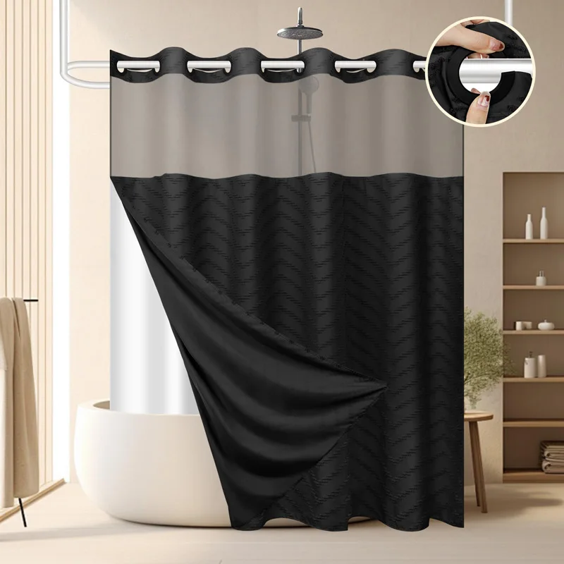 No Hook Shower Curtain Liner Snap in Chevron Tufted Cloth Waterproof Washable Bath Curtains with Through Top Window for Bathroom
No Hook Shower Curtain Liner Snap in Chevron Tufted Cloth Waterproof Washable Bath Curtains with Through Top Window for Bathroom