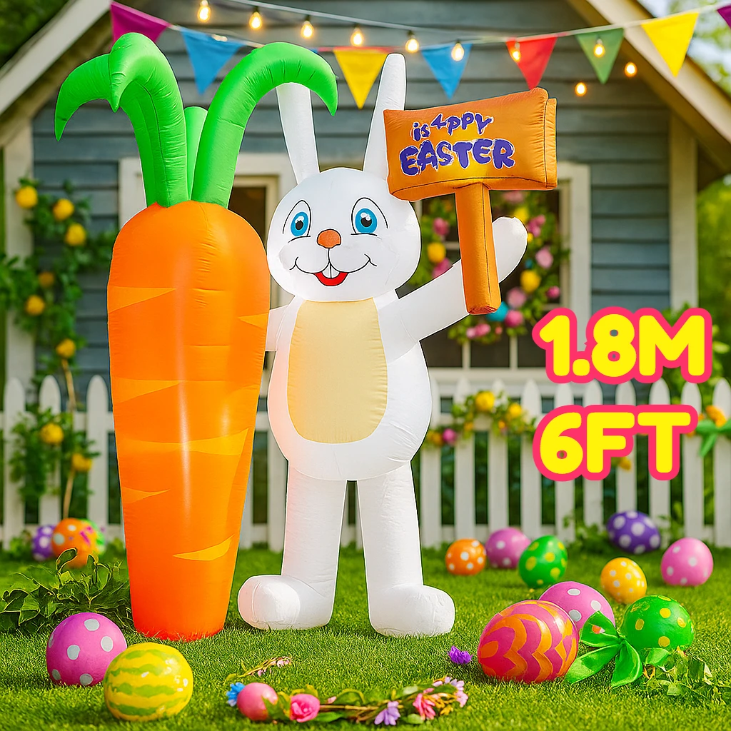 6 футов пасхальные надувные дорожные знаки кролик с морковным декором светящаяся воздушная модель сад двор пасхальное праздничное украшение подарок
6 футов пасхальные надувные дорожные знаки кролик с морковным декором светящаяся воздушная модель сад двор пасхальное праздничное украшение подарок