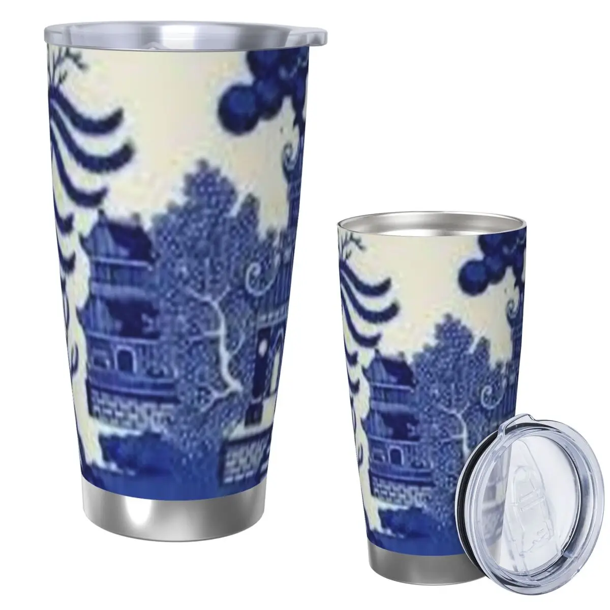 Подставки с рисунком синей ивы, стакан из нержавеющей стали, кружки с вакуумной изоляцией, термохолодные чашки, соломинки с крышкой, 20 унций 
Подставки с рисунком синей ивы, стакан из нержавеющей стали, кружки с вакуумной изоляцией, термохолодные чашки, соломинки с крышкой, 20 унций