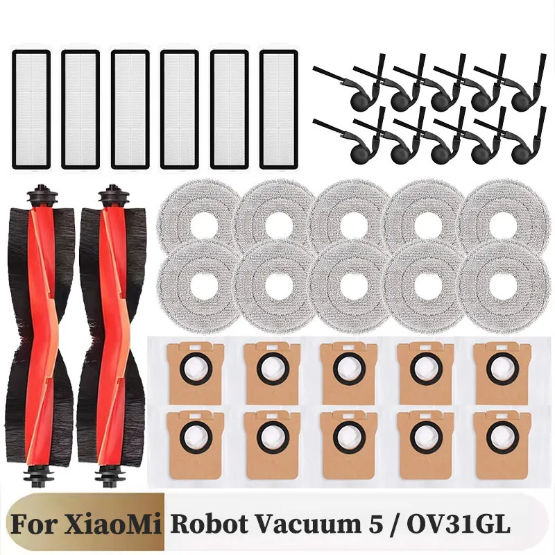 For Xiaomi Robot Vacuum 5 / OV31GL Cleaner Accessories Main Side Brush Mop Cloth HEPA Filter Dust Bag Replacement Spare Parts
For Xiaomi Robot Vacuum 5 / OV31GL Cleaner Accessories Main Side Brush Mop Cloth HEPA Filter Dust Bag Replacement Spare Parts
