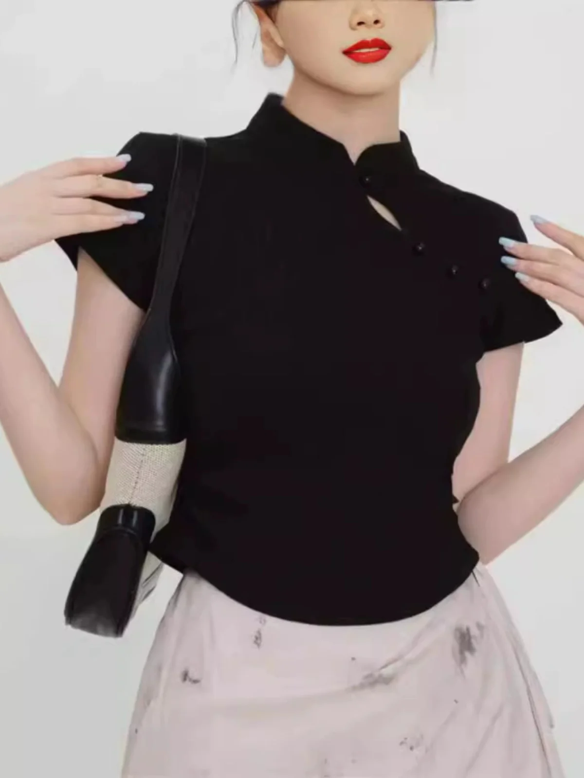 Women's Knitted Waist-Cinching T-irt ort Sve Slim Fit Pure Color Summer Casual Top Faionable Bule Design
Women's Knitted Waist-Cinching T-irt ort Sve Slim Fit Pure Color Summer Casual Top Faionable Bule Design