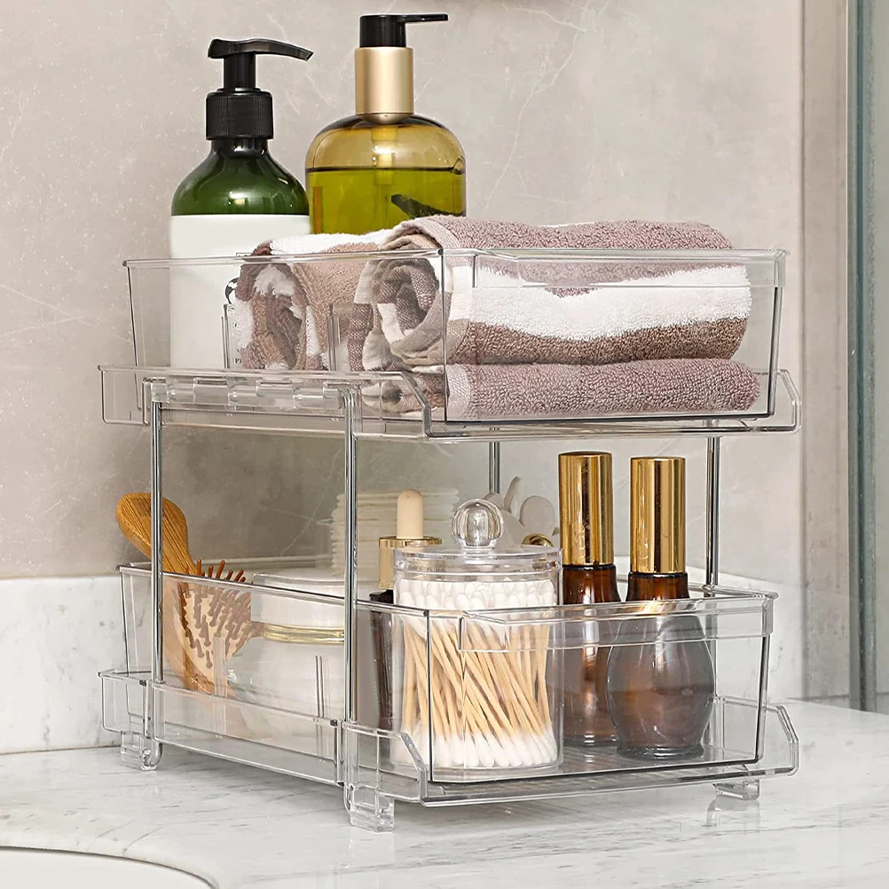 Double-layer Sliding Storage Rack Stainless Steel PET 2-tier Organizer Bathroom Kitchen Desk Tray Transparent Wide Application
Double-layer Sliding Storage Rack Stainless Steel PET 2-tier Organizer Bathroom Kitchen Desk Tray Transparent Wide Application