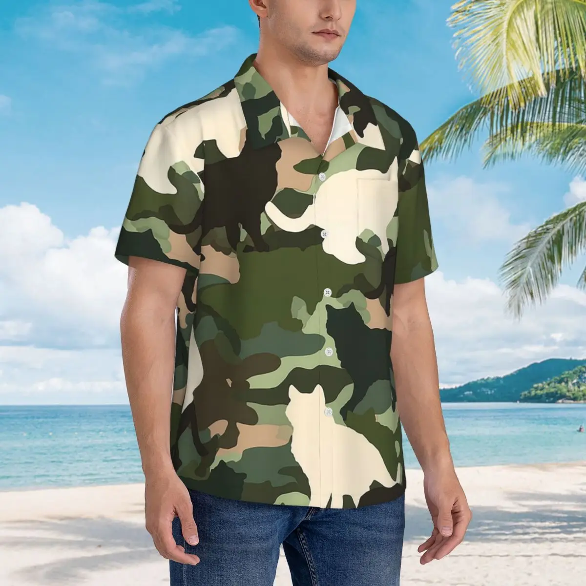 Cat Camouflage Hawaiian Shirts Funny Men Short Sleeve Shirt for Summer Beach Men's Lapel Tops
Cat Camouflage Hawaiian Shirts Funny Men Short Sleeve Shirt for Summer Beach Men's Lapel Tops