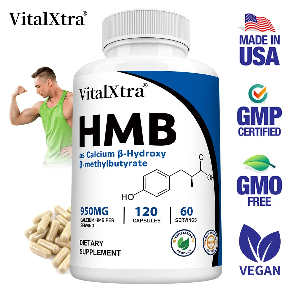 HMB Capsules (Calcium Β-Hydroxy Β-methylbutyrate Monohydrate) 950mg - Gluten Free & Non-GMO
HMB Capsules (Calcium Β-Hydroxy Β-methylbutyrate Monohydrate) 950mg - Gluten Free & Non-GMO