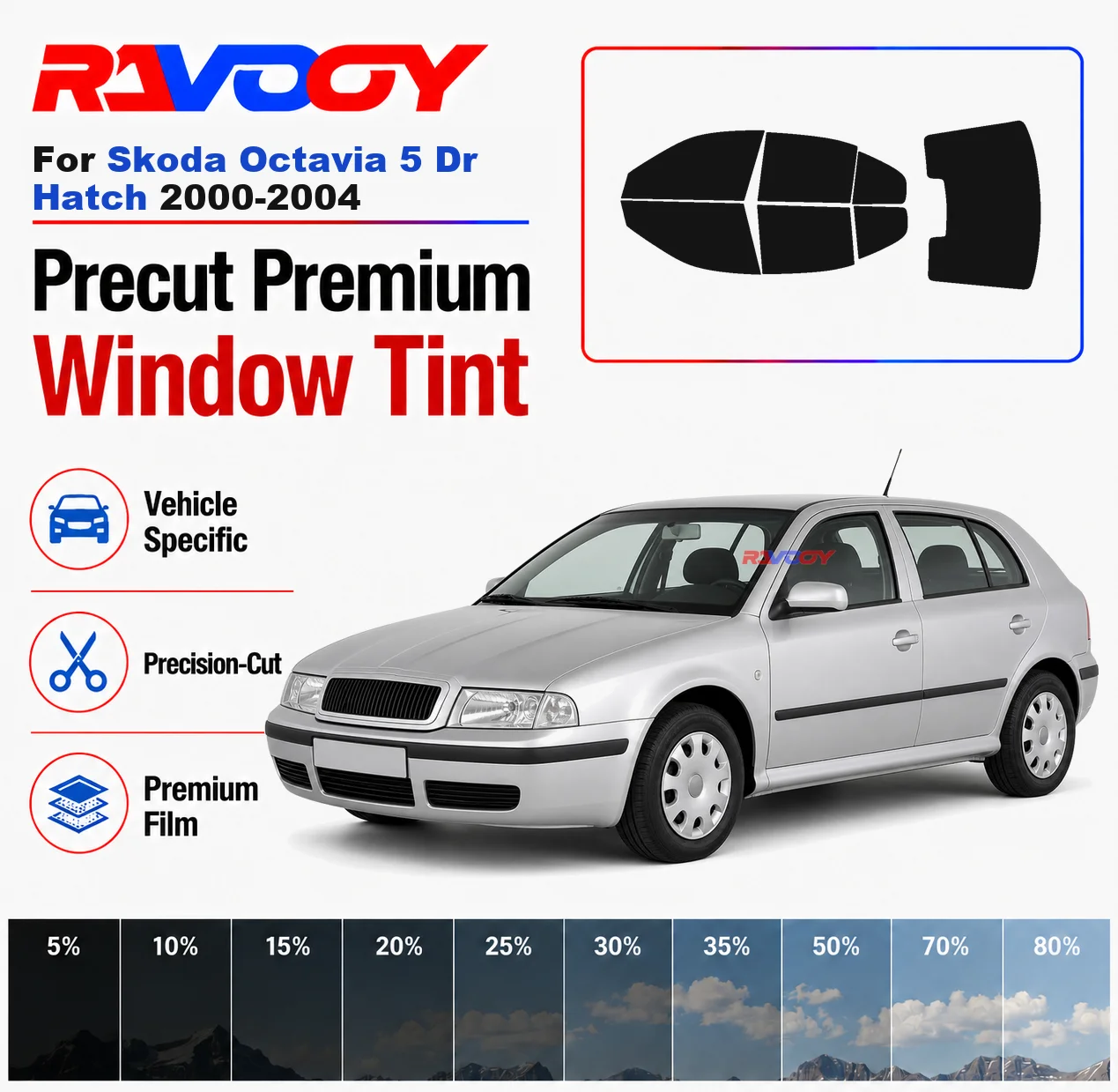 Premium Precut Window Tint Kit Front Rear Windows For Skoda Octavia 5Dr Hatch 2000-2004 Complete Set Car Solar Nano Ceramic Film
Premium Precut Window Tint Kit Front Rear Windows For Skoda Octavia 5Dr Hatch 2000-2004 Complete Set Car Solar Nano Ceramic Film
