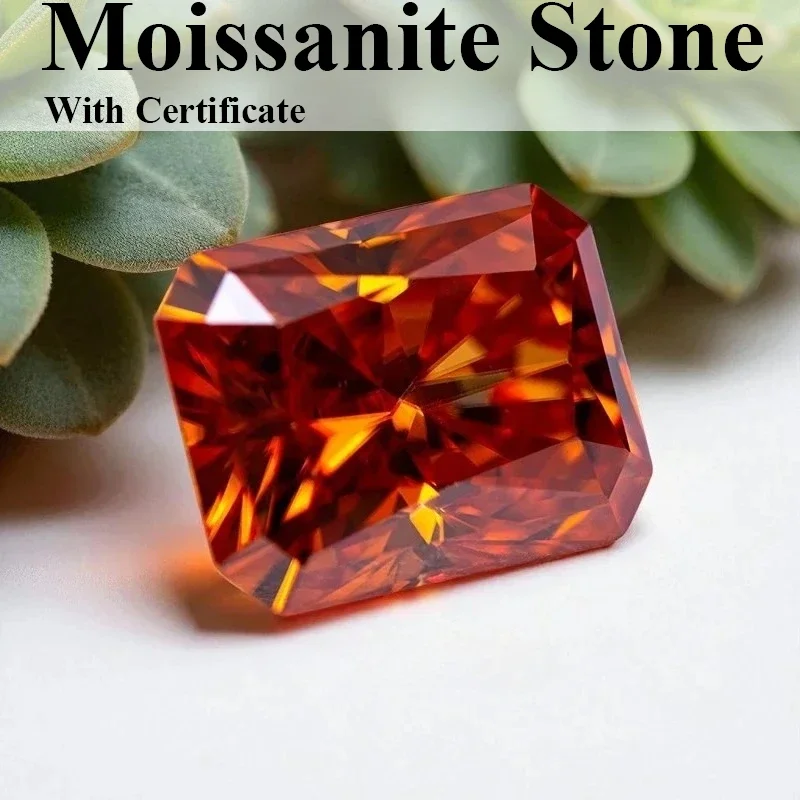 NEW Moissanite Stone Orange Color VVS1 Radiant Cut Artificial Gemstone DIY Ring Necklace Earrings Main Materials With Certificat
NEW Moissanite Stone Orange Color VVS1 Radiant Cut Artificial Gemstone DIY Ring Necklace Earrings Main Materials With Certificat