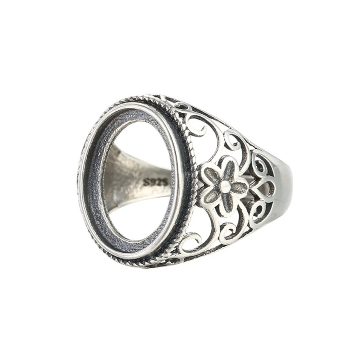 Регулируемая заготовка для кольца (11x15 мм, овальная заготовка), стерлинговое серебро 925 пробы, античный стиль, овальная заготовка для кольца с кабошоном 
Регулируемая заготовка для кольца (11x15 мм, овальная заготовка), стерлинговое серебро 925 пробы, античный стиль, овальная заготовка для кольца с кабошоном