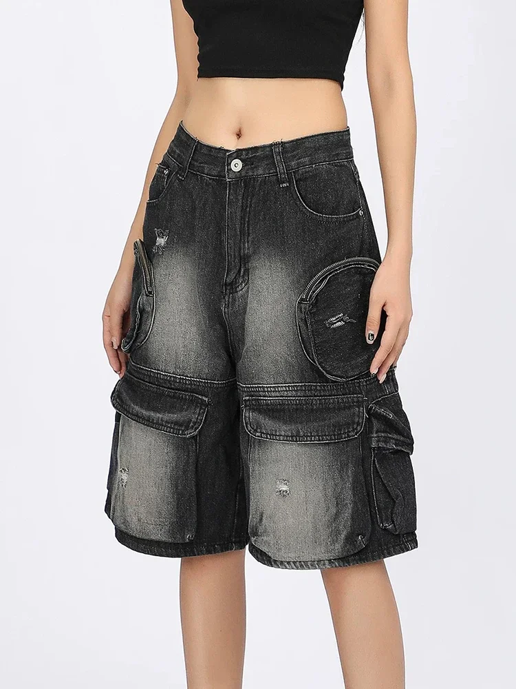 Fashion Street New Summer Woman Shorts American High Street Casual Loose Denim Women Shorts Black High Waist Simple Basic Shorts
Fashion Street New Summer Woman Shorts American High Street Casual Loose Denim Women Shorts Black High Waist Simple Basic Shorts