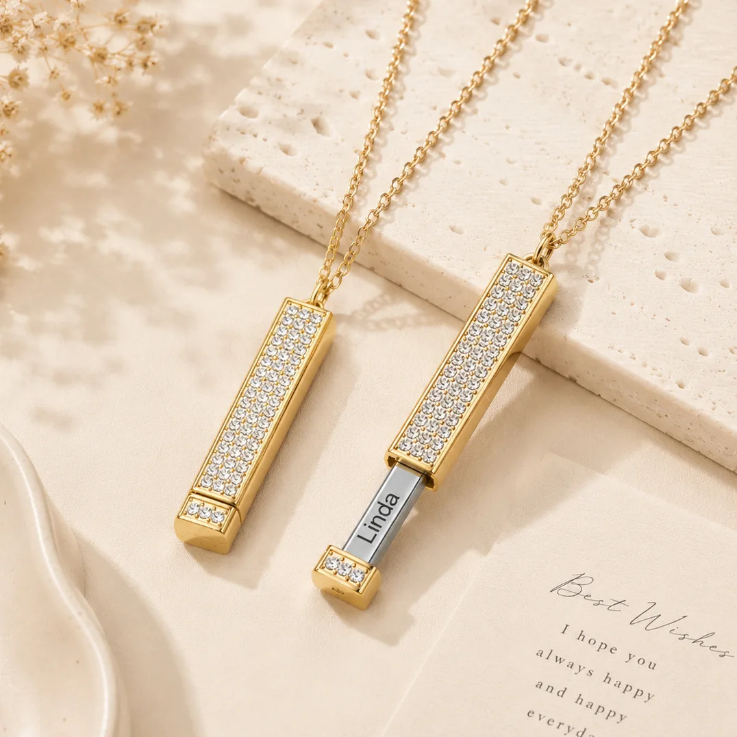Personalized Engraved Hidden Message Pull Square Pendant Full Rhinestone Stainless Steel Collarbone Necklace Gift For Her
Personalized Engraved Hidden Message Pull Square Pendant Full Rhinestone Stainless Steel Collarbone Necklace Gift For Her