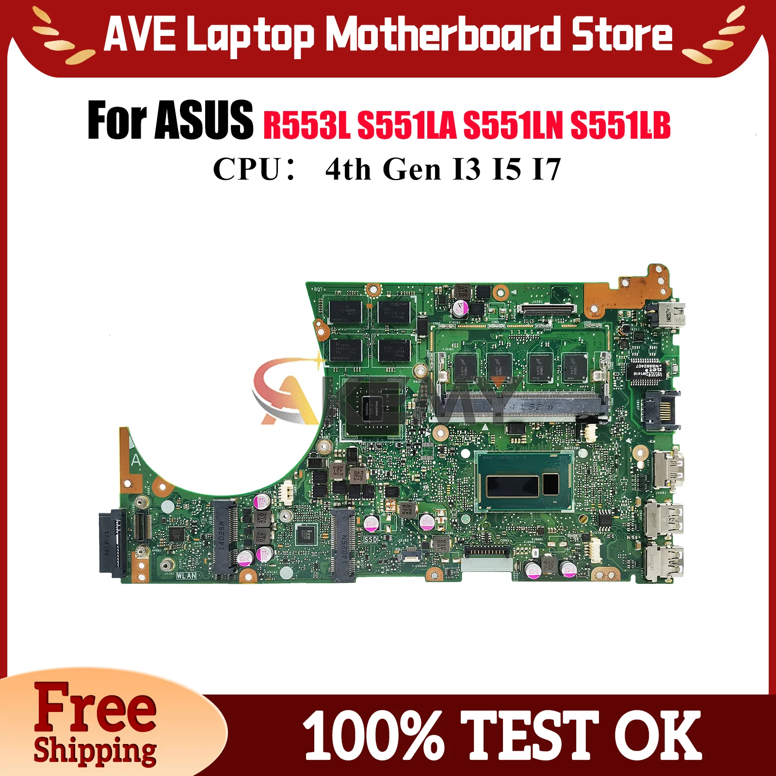 S551LN Материнская плата для ноутбука ASUS VivoBook S551LB S551LA R553L S551L S551LN Материнская плата для ноутбука с процессором I3 I5 I7 100% тест в порядке
S551LN Материнская плата для ноутбука ASUS VivoBook S551LB S551LA R553L S551L S551LN Материнская плата для ноутбука с процессором I3 I5 I7 100% тест в порядке