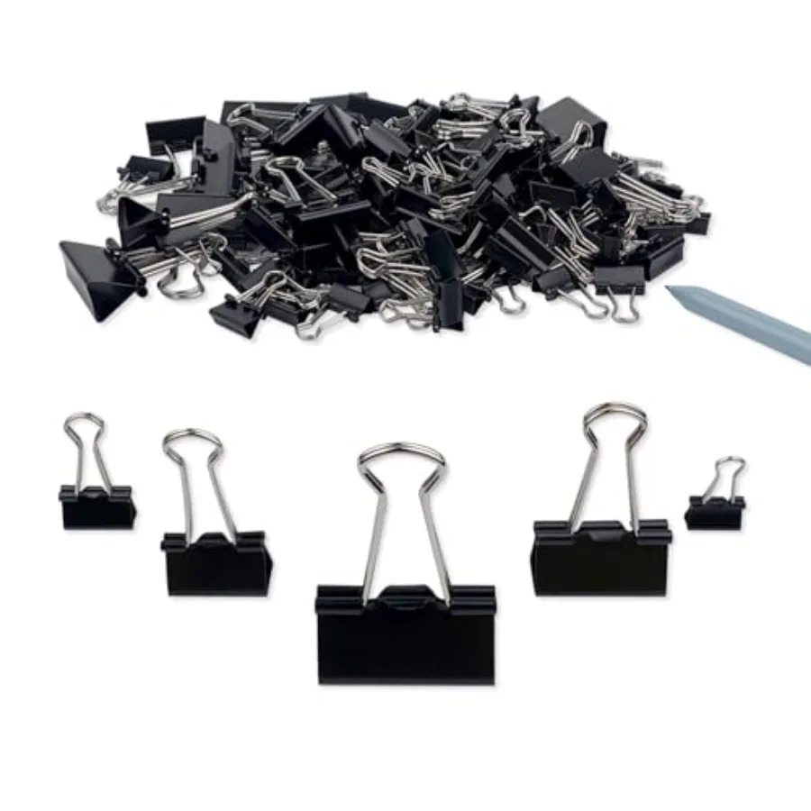 Binder Clips Paper Clamps Assorted Sizes 150 Count Black,Large, Medium, Small, X Small and Micro, 5 Sizes in One Pack, Meet You
Binder Clips Paper Clamps Assorted Sizes 150 Count Black,Large, Medium, Small, X Small and Micro, 5 Sizes in One Pack, Meet You