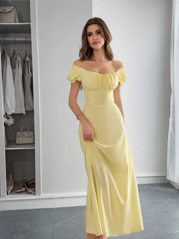 Dresses For Woman Elegant Solid Color Tube Top Sexy Evening Dress Off Shoulder All-match Robe Simple Style Vestidos Temperament
Dresses For Woman Elegant Solid Color Tube Top Sexy Evening Dress Off Shoulder All-match Robe Simple Style Vestidos Temperament