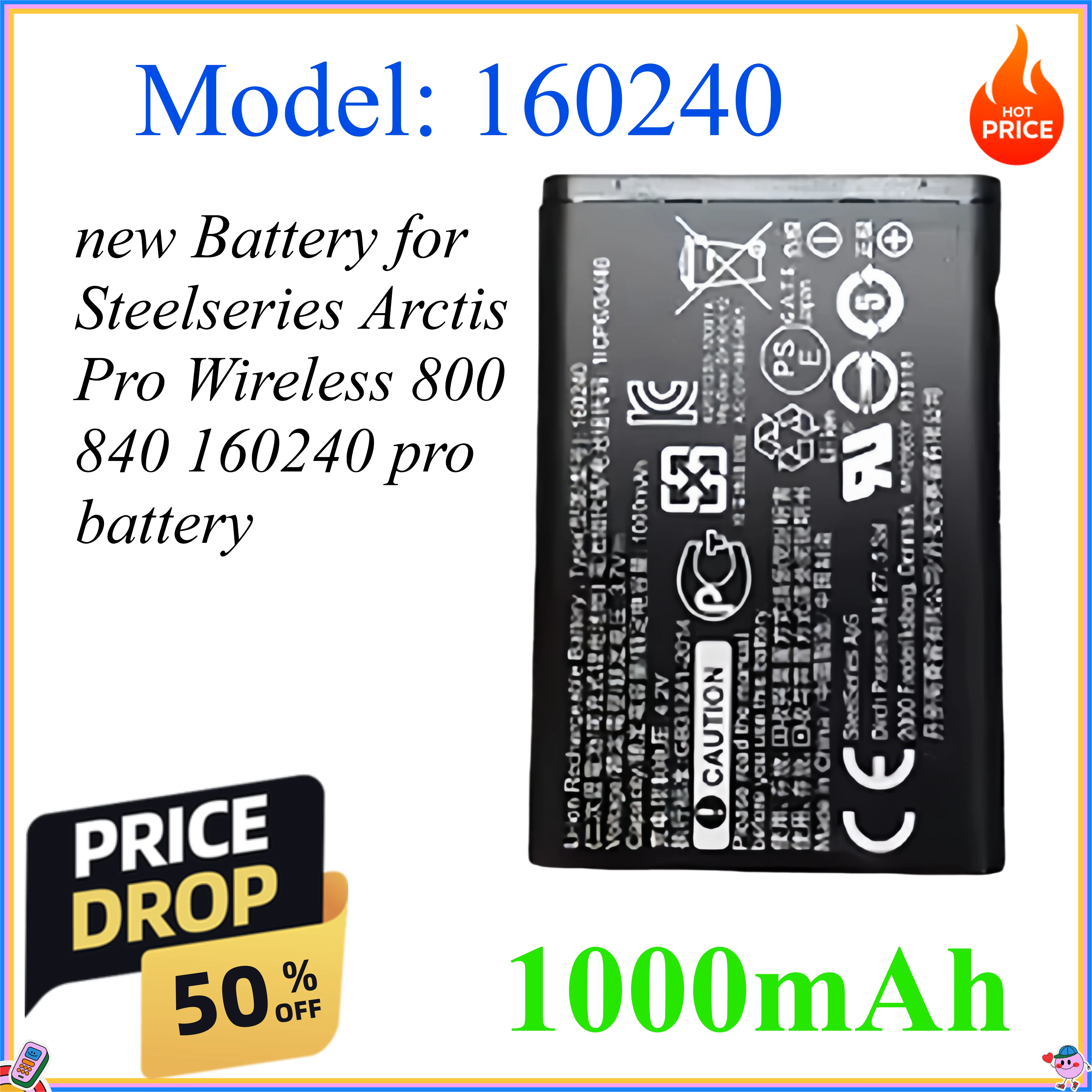 new Battery for Steelseries Arctis Pro Wireless 800 840 160240 pro battery
new Battery for Steelseries Arctis Pro Wireless 800 840 160240 pro battery