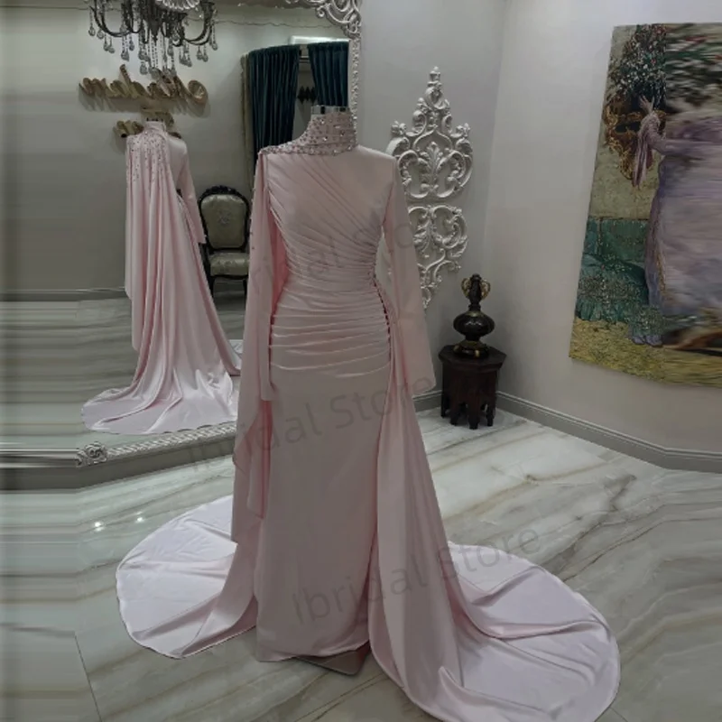 Customized Muslim Evening Dress Elegant Robes De Soirée Mermaid Long Sleeves Formal Prom Gown High Neck Satin Beaded Abendkleid
Customized Muslim Evening Dress Elegant Robes De Soirée Mermaid Long Sleeves Formal Prom Gown High Neck Satin Beaded Abendkleid