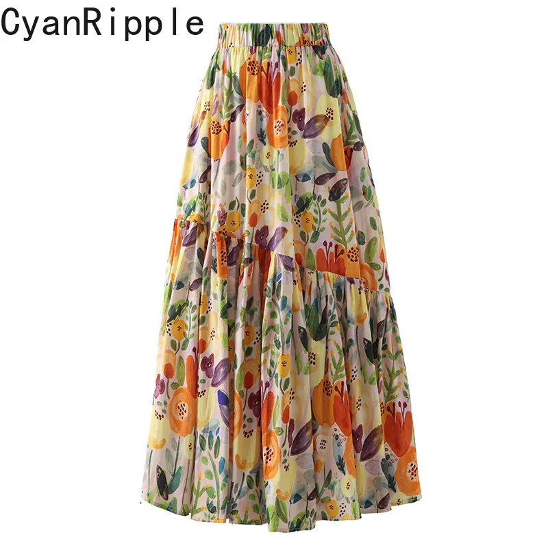 High Quality New Spring Summer Patchwork Cotton Printing Puff Skirt All-match Elastic Waist Ultra Long Bohemian A-line Dress
High Quality New Spring Summer Patchwork Cotton Printing Puff Skirt All-match Elastic Waist Ultra Long Bohemian A-line Dress
