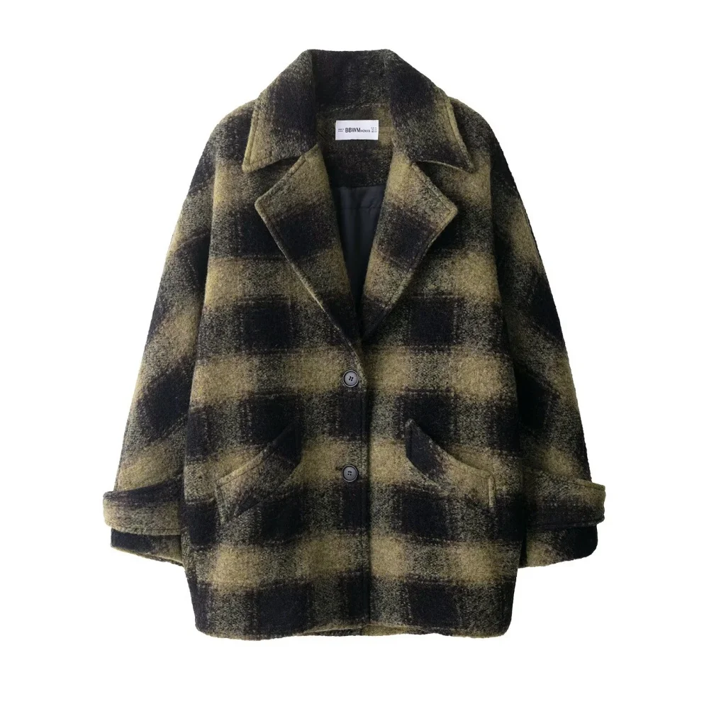UNIZERA 2025 new women's casual fashion European and American style design sense plaid wool blend coat jacket
UNIZERA 2025 new women's casual fashion European and American style design sense plaid wool blend coat jacket