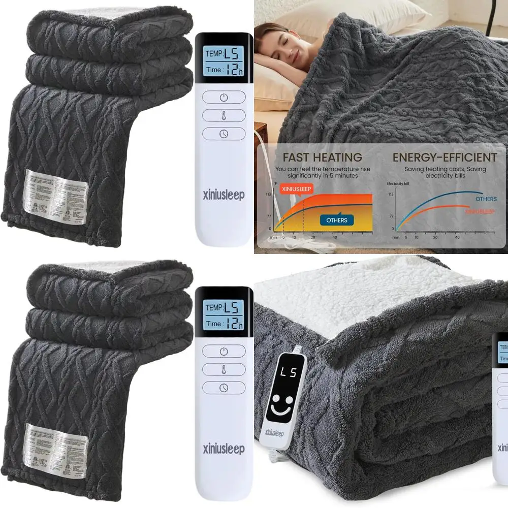 62x84 Soft Taffeta Sherpa Electric Blanket with 5 Heat Levels & 1-12 Hour Auto Shut-Off, Overheating Protection, Machine Washabl
62x84 Soft Taffeta Sherpa Electric Blanket with 5 Heat Levels & 1-12 Hour Auto Shut-Off, Overheating Protection, Machine Washabl