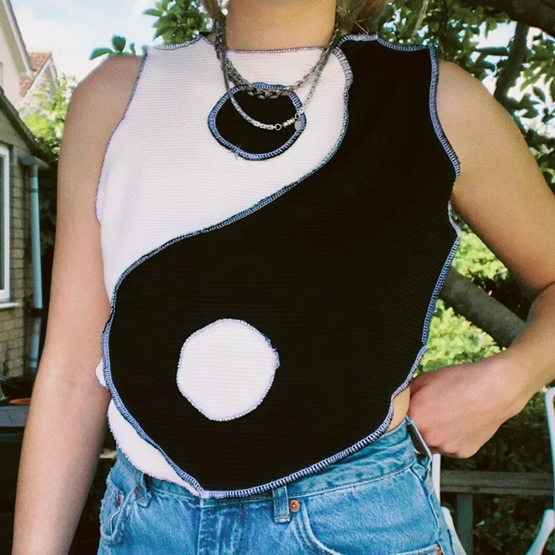 Summer Y2k Top 2024 O-neck Sleeveless Patchwork Crop Top Women Sexy Fashion Cute Casual Knitted T Shirts Basic Tank Streetwear
Summer Y2k Top 2024 O-neck Sleeveless Patchwork Crop Top Women Sexy Fashion Cute Casual Knitted T Shirts Basic Tank Streetwear