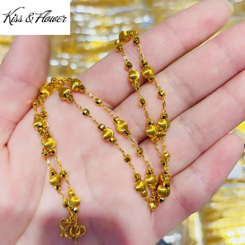 KISS&FLOWER 24KT Gold Luxury Shiny Beads Necklace+Bracelet For Women Wedding Party Birthday Christmas Bride Mother Gift JS97
KISS&FLOWER 24KT Gold Luxury Shiny Beads Necklace+Bracelet For Women Wedding Party Birthday Christmas Bride Mother Gift JS97