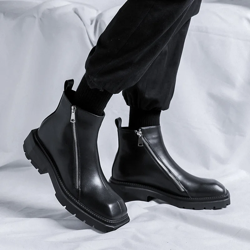 2025 Men's Square Head Leather British Style Black Medium Top Short Double Sided Zipper Chelsea Boots
2025 Men's Square Head Leather British Style Black Medium Top Short Double Sided Zipper Chelsea Boots