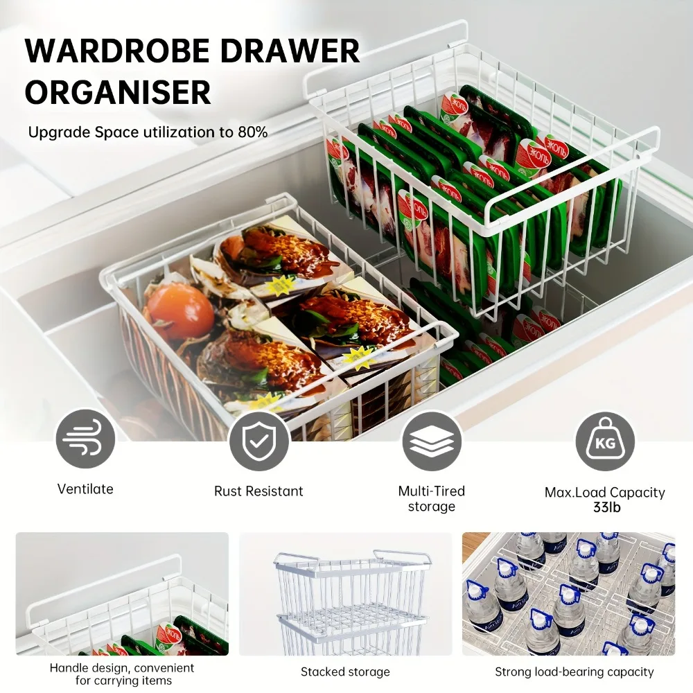 6-Pack Stackable Metal Freezer & Fridge Organizer Bins - Adjustable Snap-Close Lids, Space-Saving Rectangular Containers
6-Pack Stackable Metal Freezer & Fridge Organizer Bins - Adjustable Snap-Close Lids, Space-Saving Rectangular Containers