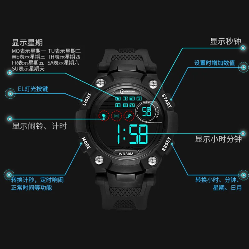 Children's electronic watch sports waterproof night light alarm clock calendar multifunctional student watch C02
Children's electronic watch sports waterproof night light alarm clock calendar multifunctional student watch C02