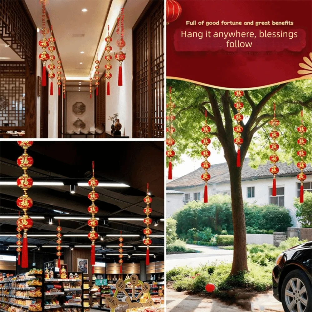 Chinese Style New Year Lantern String Traditional Handmade Red Ball Lantern String with Tassels Fu Character
Chinese Style New Year Lantern String Traditional Handmade Red Ball Lantern String with Tassels Fu Character