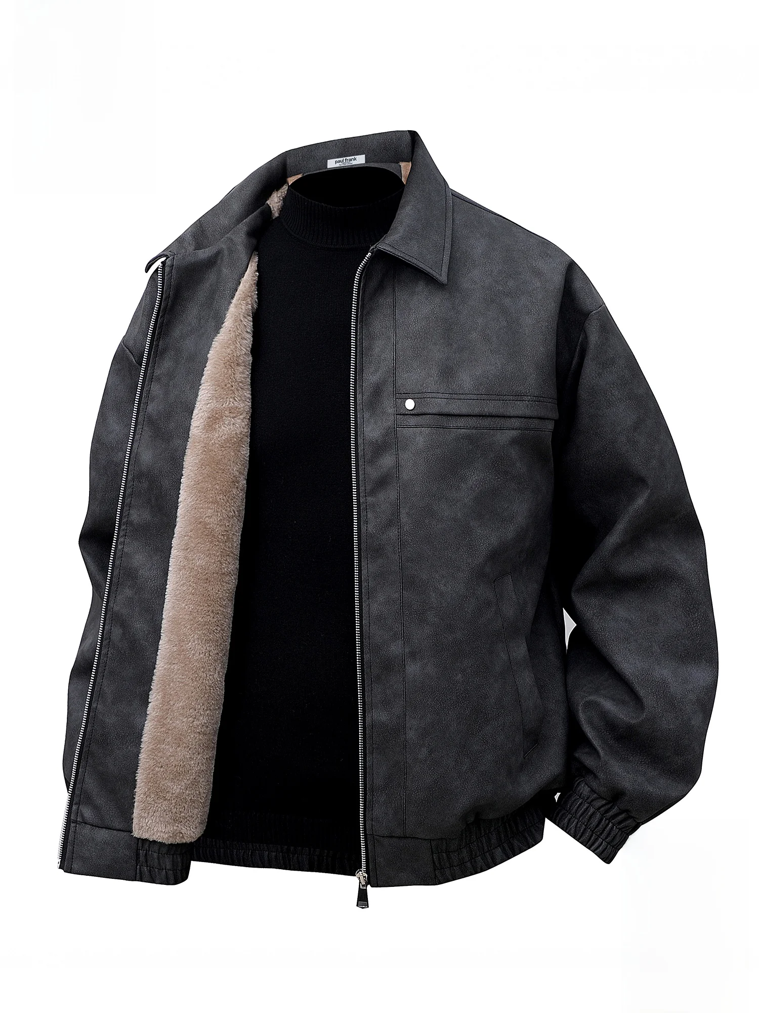 PaulFrank Winter Fce Lined Warm Leather Jaet Men's Casual Loose Fit Collar Coat Youth Trendy PU Material Long Sve Zipper
PaulFrank Winter Fce Lined Warm Leather Jaet Men's Casual Loose Fit Collar Coat Youth Trendy PU Material Long Sve Zipper