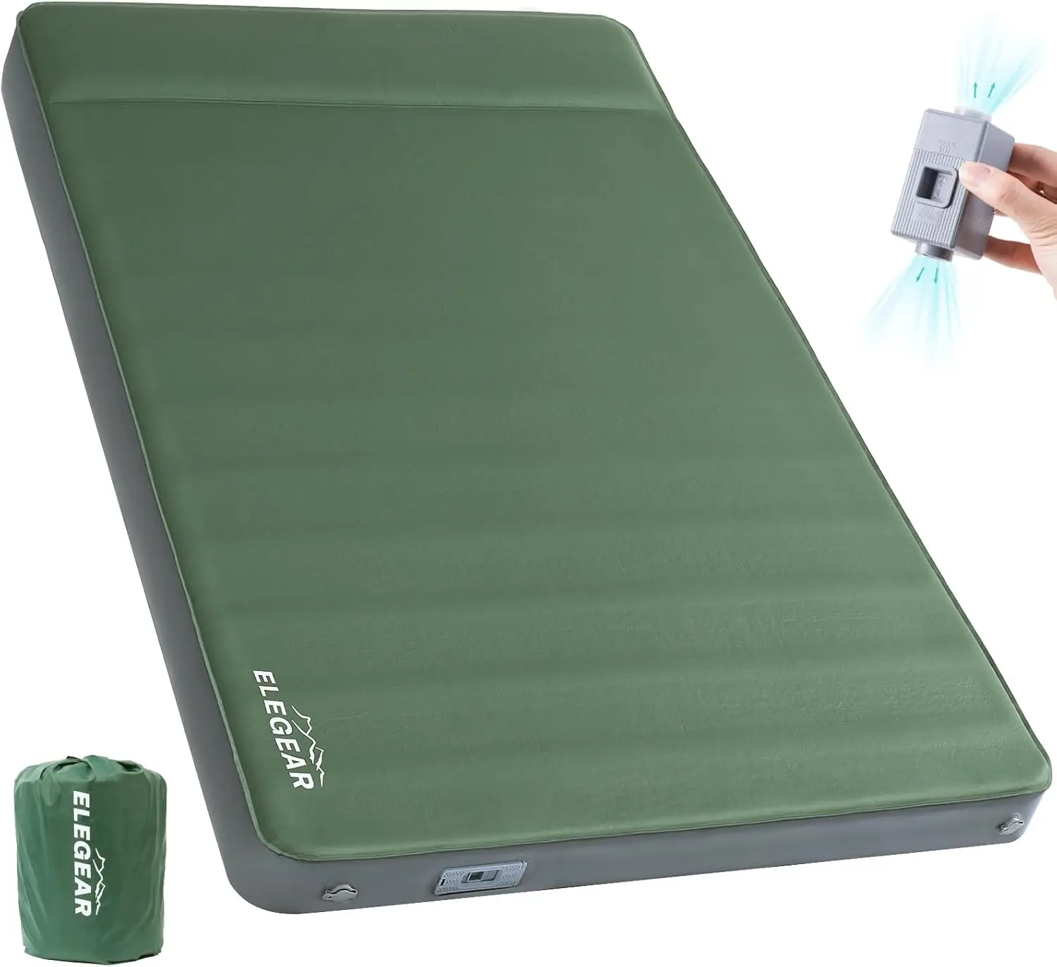 Self inflating mattress, built-in electric pump, 4-inch super thick memory foam camping mattress, complete set with pillows
Self inflating mattress, built-in electric pump, 4-inch super thick memory foam camping mattress, complete set with pillows