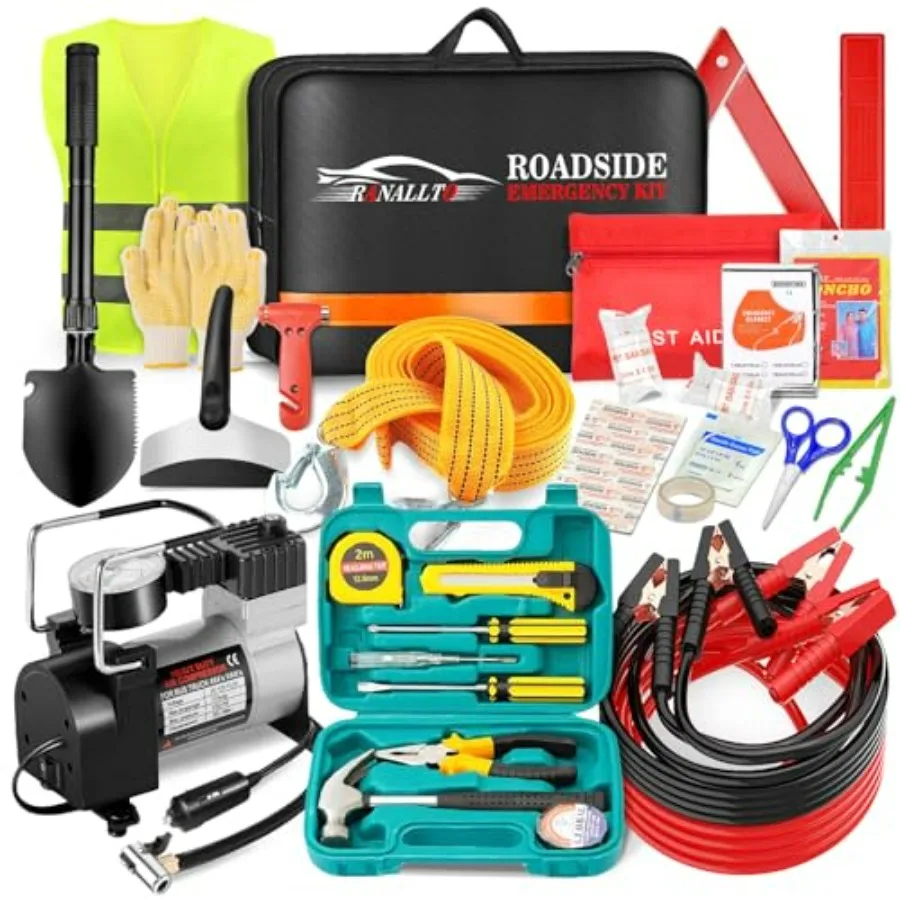 Car Emergency Roadside Kit for Vehicles Truck Winter Safety Tool with Air Compressor Jumper Cables First Aid Kit Blanket Shovel
Car Emergency Roadside Kit for Vehicles Truck Winter Safety Tool with Air Compressor Jumper Cables First Aid Kit Blanket Shovel