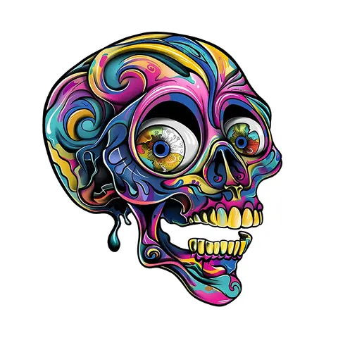 Colorful Graffiti Skull Iron-on Transfers for Clothing Patches Dtf Transfers Ready to Press Clorhing Stickers Iron-on Patch