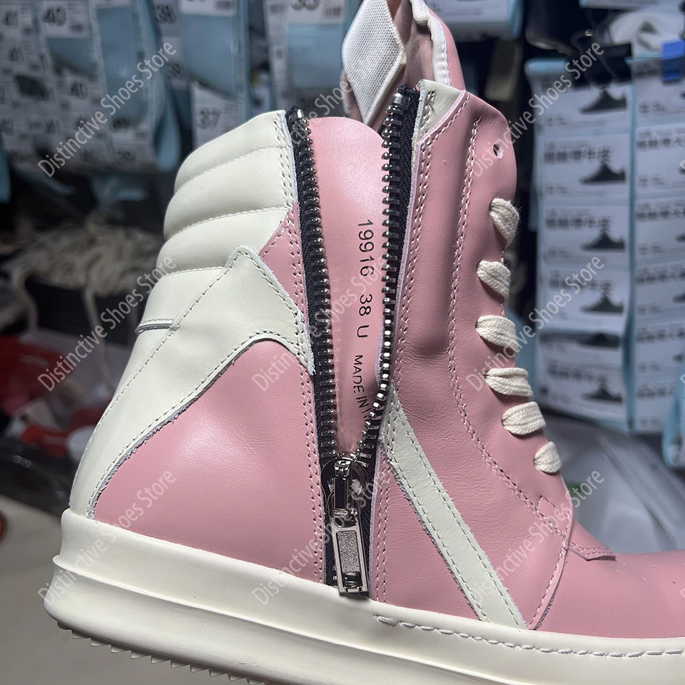 Casual Men Shoes Pink Leather Ankle Boots Luxury Outoor Boot High Top Quality Shoe Zipper Women Sneakers Inverted Triangle Shoes
Casual Men Shoes Pink Leather Ankle Boots Luxury Outoor Boot High Top Quality Shoe Zipper Women Sneakers Inverted Triangle Shoes