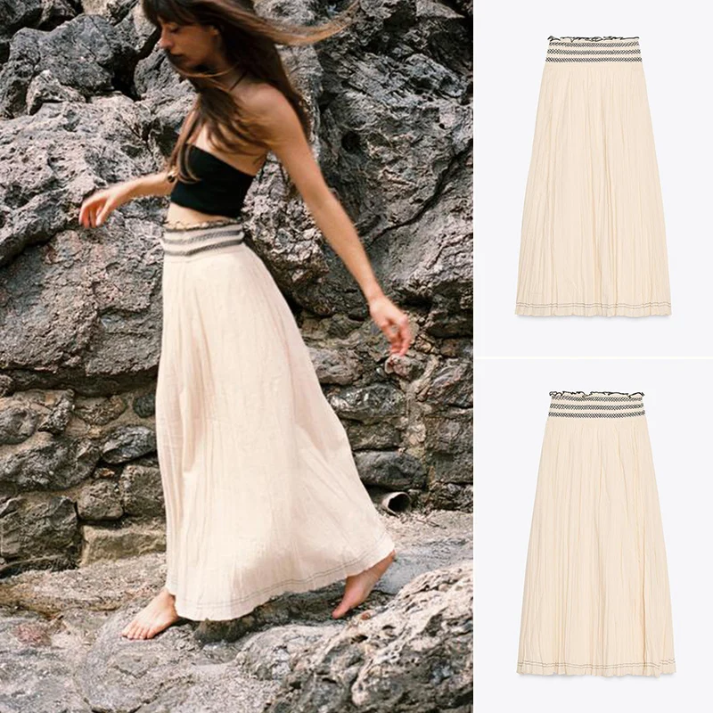 Летняя новинка, высокая талия, плиссированный эффект, цветная строчка, длинная юбка трапециевидной формы, свободная посадка, чистый цвет, полиэфирное волокно
Летняя новинка, высокая талия, плиссированный эффект, цветная строчка, длинная юбка трапециевидной формы, свободная посадка, чистый цвет, полиэфирное волокно