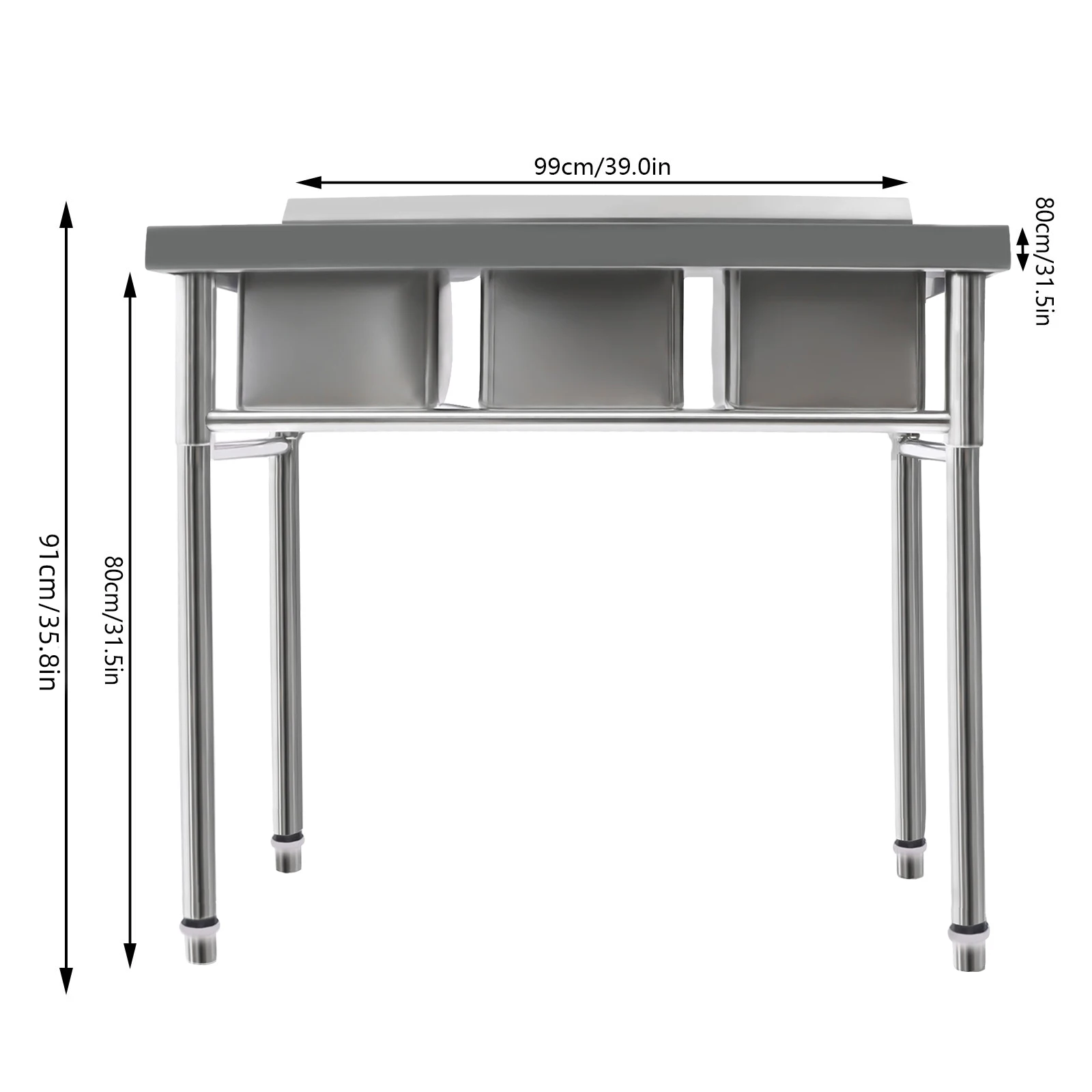 3 Compartment Sink, Freestanding Kitchen Sinks 304 Stainless Steel Utility Sink Commercial Sinks with 2 Faucet & Cold and Hot Water Pipe Suitable for Food Truck Restaurant
3 Compartment Sink, Freestanding Kitchen Sinks 304 Stainless Steel Utility Sink Commercial Sinks with 2 Faucet & Cold and Hot Water Pipe Suitable for Food Truck Restaurant