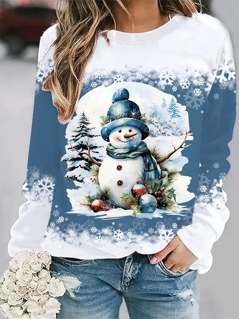 Women Christmas Sweatshirt 3D Print Cute Cat Snowman Print Long Sleeve Crewneck Pullover Festive Wear Fall Winter Holiday Tops
Women Christmas Sweatshirt 3D Print Cute Cat Snowman Print Long Sleeve Crewneck Pullover Festive Wear Fall Winter Holiday Tops