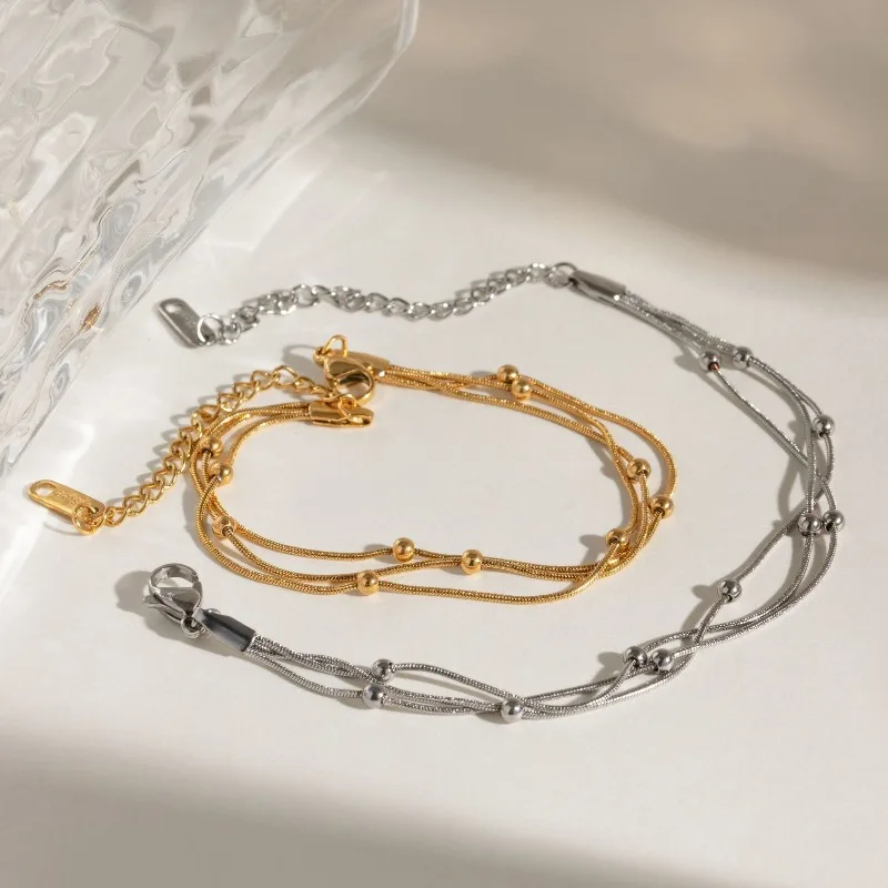 Non-fading multi-layered beaded titanium steel bracelet, a rare and stylish 18k stackable bracelet
Non-fading multi-layered beaded titanium steel bracelet, a rare and stylish 18k stackable bracelet