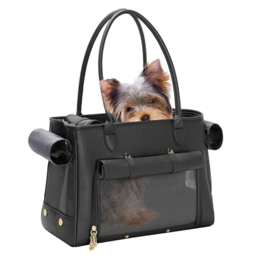 Fashion Pet Carrier Purse for Small Cat and Dog Luxury Pu Soft-Sided Tote Bag with Large Pockets for Dogs and Puppies Black 15.
Fashion Pet Carrier Purse for Small Cat and Dog Luxury Pu Soft-Sided Tote Bag with Large Pockets for Dogs and Puppies Black 15.