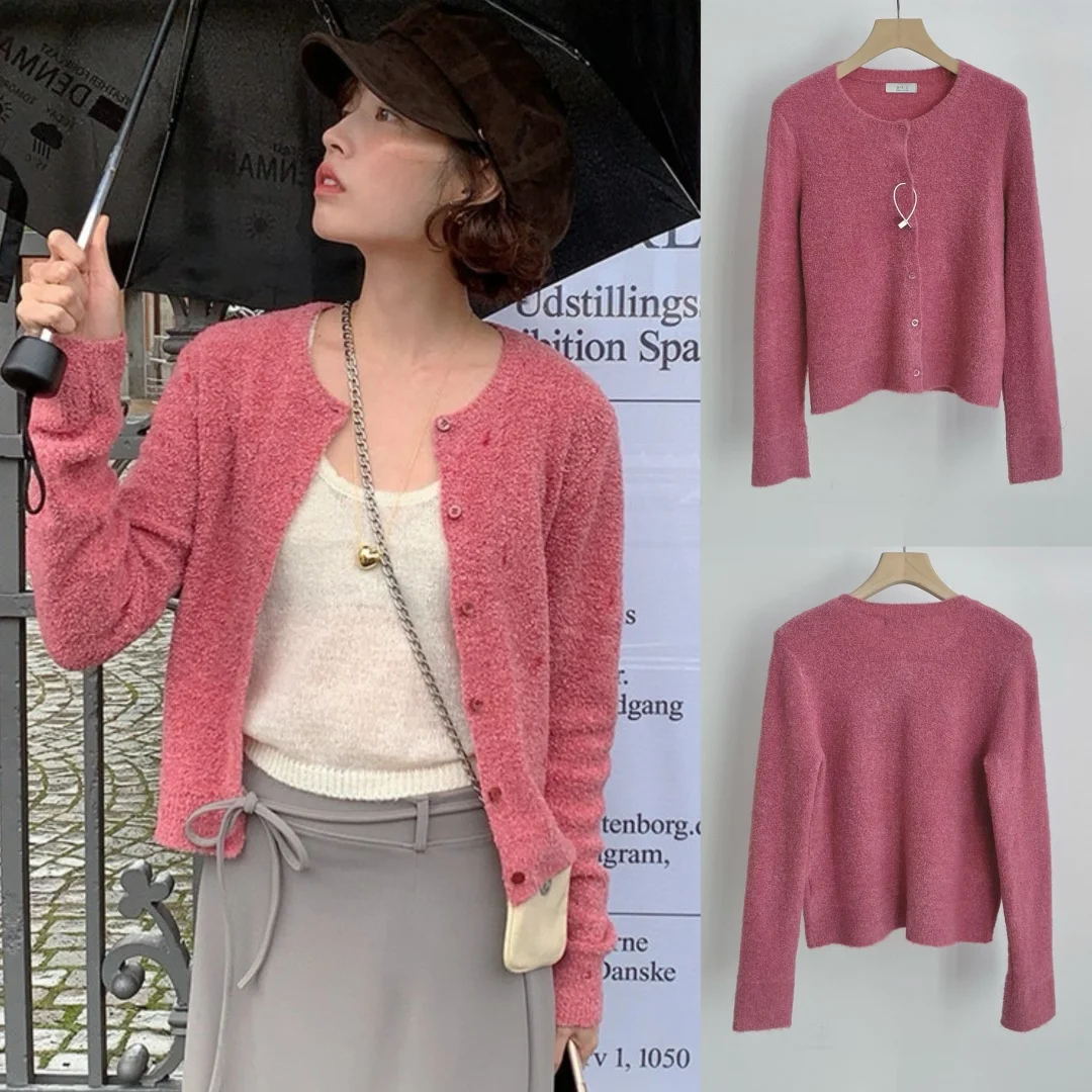 Comfortable Long Sve round Ne Sweater Cardigan Sweet Sle Pink Color Korean Version Lazy Faion Fuzzy Knitted Women's Top
Comfortable Long Sve round Ne Sweater Cardigan Sweet Sle Pink Color Korean Version Lazy Faion Fuzzy Knitted Women's Top