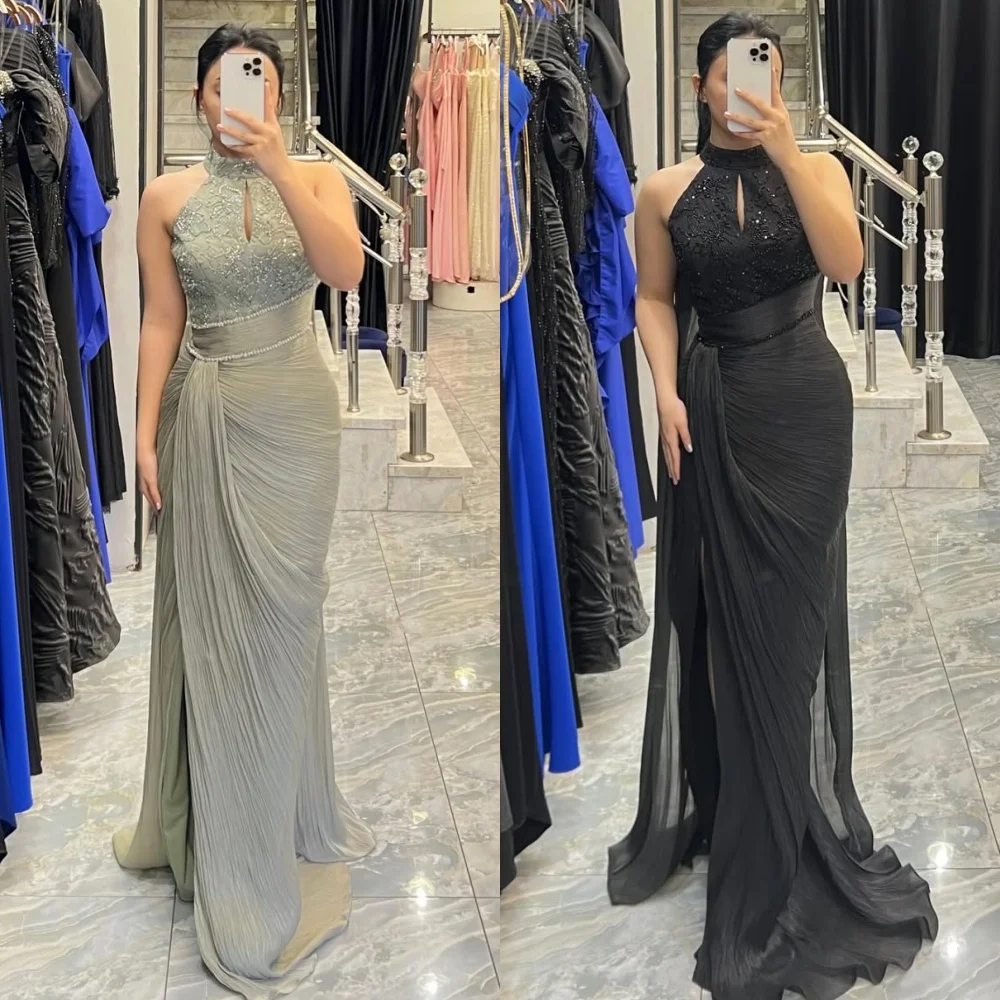 Customized Modern Style Elegant Chiffon Beading Ruched Mermaid High Collar Long Dresses Evening Dresses Sizes Available Matching
Customized Modern Style Elegant Chiffon Beading Ruched Mermaid High Collar Long Dresses Evening Dresses Sizes Available Matching