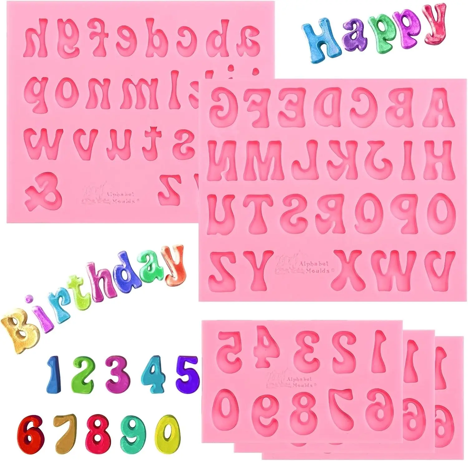5 Pieces Small Letters Molds and Numbers Silicone Molds,0-9 Numbers, Uppercase and Lowercase Alphabet Baking Molds for Candy, Chocolate Covered Strawberries, Cake Decoration
5 Pieces Small Letters Molds and Numbers Silicone Molds,0-9 Numbers, Uppercase and Lowercase Alphabet Baking Molds for Candy, Chocolate Covered Strawberries, Cake Decoration