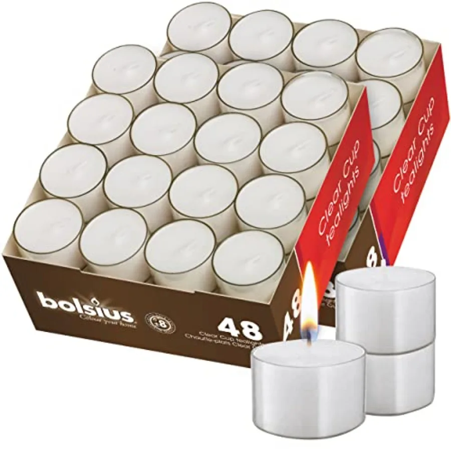 Tea Light Candles in Clear Cups - 2 Packs = Total 96 Candles - 8 Hours - Premium European Quality - Consistent Smokeless Flame
Tea Light Candles in Clear Cups - 2 Packs = Total 96 Candles - 8 Hours - Premium European Quality - Consistent Smokeless Flame