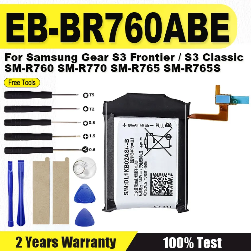 380mAh Watch EB-BR760ABE Battery For Samsung Gear S3 Frontier / S3 Classic EB-BR760A SM-R760 SM-R770 SM-R765 SM-R765S+Free Tools
380mAh Watch EB-BR760ABE Battery For Samsung Gear S3 Frontier / S3 Classic EB-BR760A SM-R760 SM-R770 SM-R765 SM-R765S+Free Tools