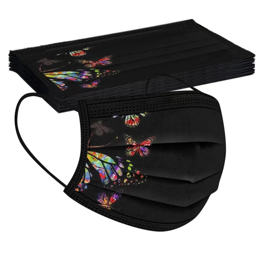10pcs Colorful Butterfly Print Disposable Face Mask Black Three-layer Anti Dust Mask Breathable Skin Friendly
10pcs Colorful Butterfly Print Disposable Face Mask Black Three-layer Anti Dust Mask Breathable Skin Friendly