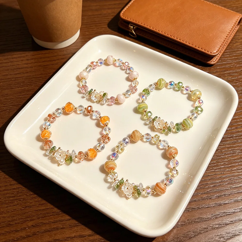 Flower Charm Glass Crystal Beaded Bracelet for Women Cute Pink Yellow Orange Green Sparkly Hand Bangle Fashion Jewelry Gifts
Flower Charm Glass Crystal Beaded Bracelet for Women Cute Pink Yellow Orange Green Sparkly Hand Bangle Fashion Jewelry Gifts